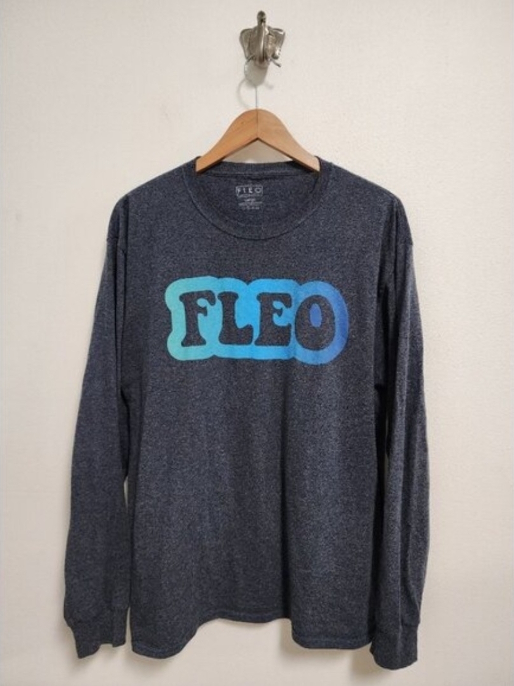 Fleo Charcoal Long Sleeve Tee with Teal-to-Blue Logo